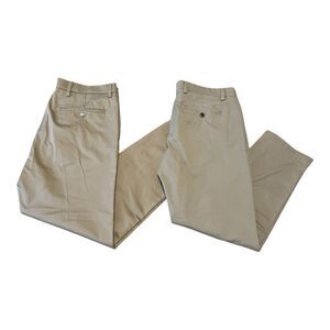 Dockers Mens Two Pairs Slim Fit Flat Front Tan and Beige Khaki Pants Size 36X29